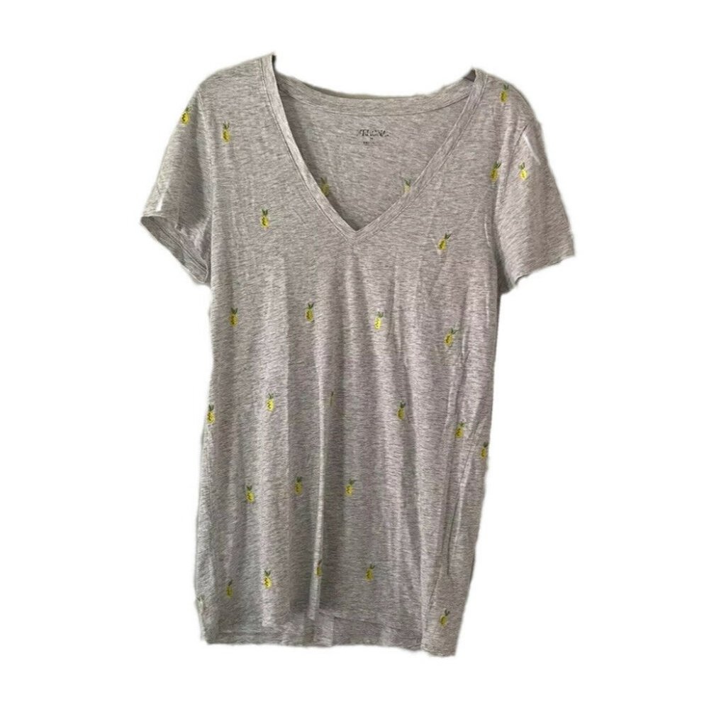 Pineapple Print V-Neck TShirt Grey Women’s Target